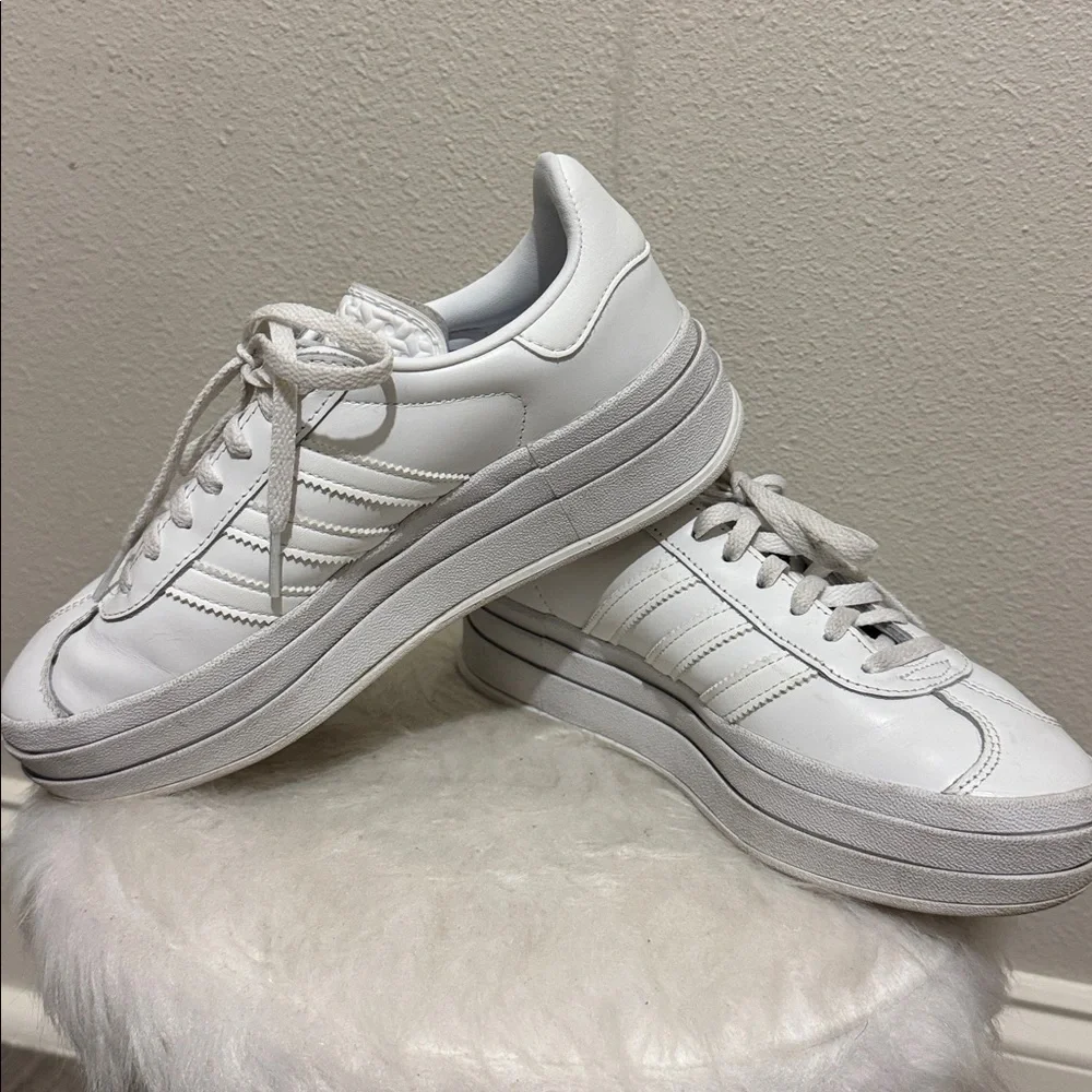 Adidas Gazelle Bold Triple White Platform Unisex Sneakers